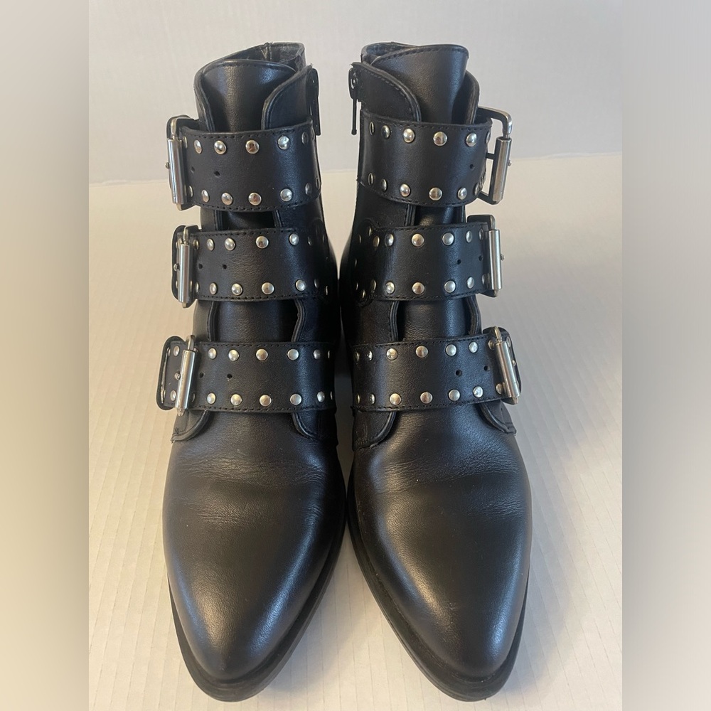 Women’s Steven by Steve Madden New York Harmon Black Leather Booties - Picture 3 of 8